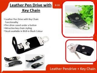 Leather Key Chain Black/Brown-8GB