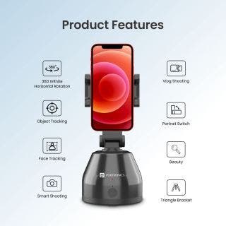 Portronics Modesk Auto 360° Rotational Mobile Holder with Face & Object Tracking