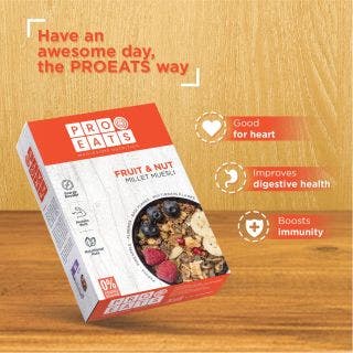 PROEATS Fruit & Nut Millet Muesli - 400gm - with Ragi and Multigrain flakes