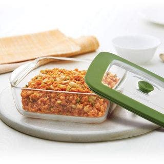 Square Dish With Green Lid 1L Borosil