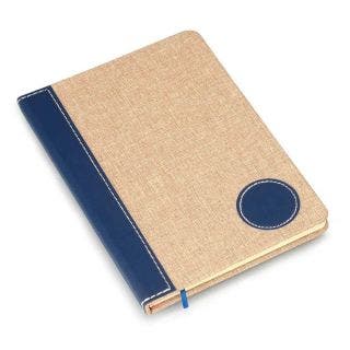 Brown Linen With PU Round Patch A5 Notebook