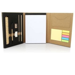 3 Fold Notebook With Wooden Stationery Set