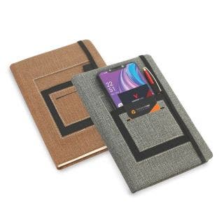 A5 Notebook With Mobile Pocket, Card Holder Pocket & Pen Loop By Castillo Milano