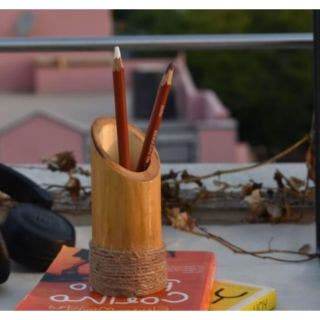 Bamboo Pen Stand With Rope 