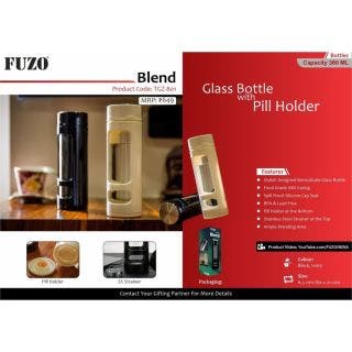 Blend Glass Bottle With Pill Holder - Fuzo