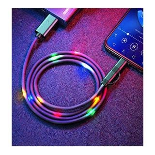 Voice Controlled LED Light Charging Cable, Multicolor Light Flashes Based On Music, 1 Mtr Length