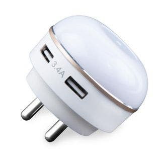 Dual USB Fast Charger With Night Lamp