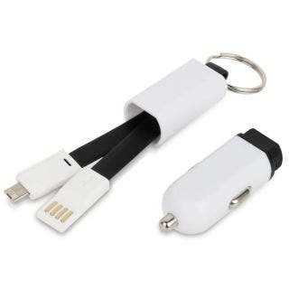 Car Charger With Keychain And Charging Cable Dual Side IOS & Android