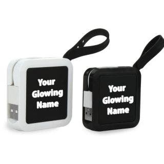 Powerglow Handy USB Hub With Text Highlight, 4 USB Ports, Silicon Strap And Built-In Cable