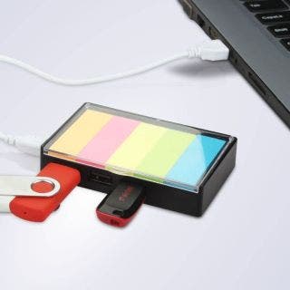 Small USB Hub With Sticky Notes And Drawer, 3 USB Ports