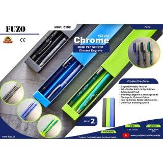 Chrome Metal Pen Set With Chrome Engrave - Fuzo