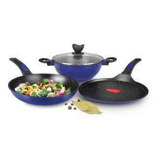 Crest Gift Set Tawa 250 + Fry Pan 240 + Kadai 240 Pigeon 