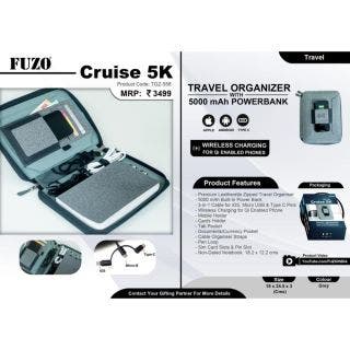 Cruise 5K Travel Organiser With 5000 MAh Powerbank - Fuzo 