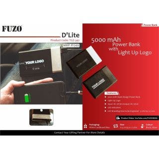 D'lite 5000 MAh Power Bank With Light Up Logo - Fuzo