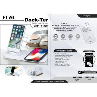 Dockter 3 In 1 Mobile Charging Station With Wireless Charging And Mobile Stand - Fuzo