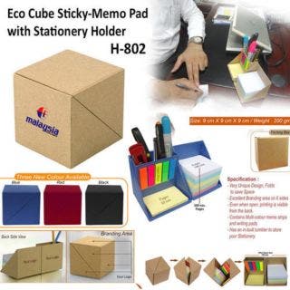 Eco Cube Sticky Memo Pad With Stationery Holder