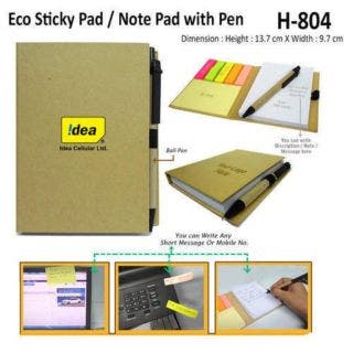 Eco Sticky Note Pad with Ball Pen