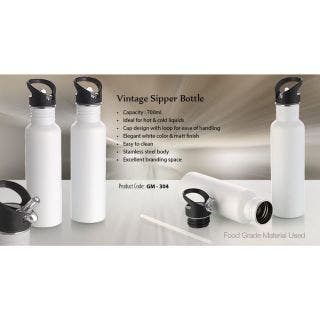 Vintage - White Bottle With Straw With Sublimation 650ml