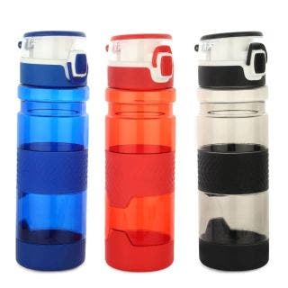 Grip-On: Push Button Bottle Silicon Grip 600ml Approx , Made From Tritan BPA Free