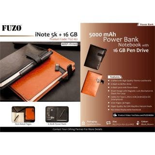  iNote 5K + 16 GB 5000 MAh Power Bank Notebook With 16 GB Pen Drive - Fuzo