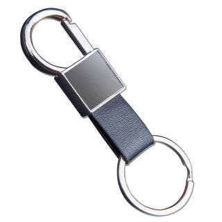 Round Style Hanging Carabiner Keychain With PU Strap Gunmetal Finish 