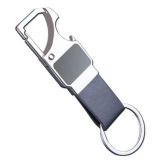 3 In 1 Hanging Carabiner Keychain With Opener Gunmetal Finish 