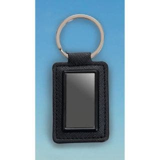 Rectangle Metal Keychain With PU Base Gunmetal Finish