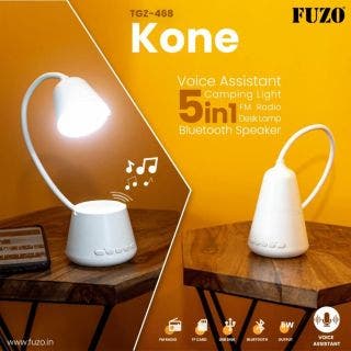 Kone 5 In 1 Desk Lamp, Bluetooth Speaker, FM RAdio, Voice Assistant, Camping Light - Fuzo