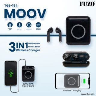 Moov 3 In 1 TWS Earpods, Powerbank & Wireless Fuzo