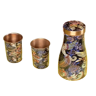 Printed Copper Bottle With Set Of Tumblers