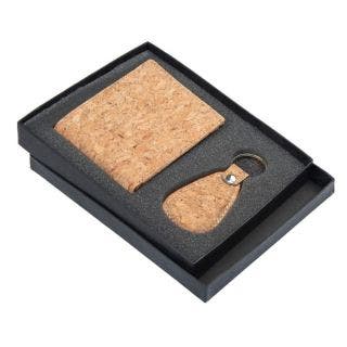 Cork Dual Set: Wallet With Keychain In Gift Box