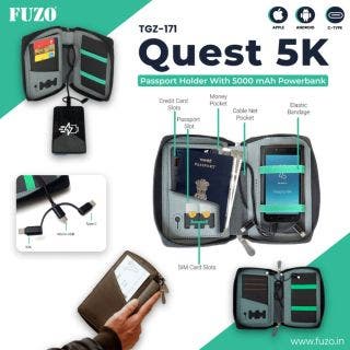 Quest 5K Passport Holder With 5000 MAh Powerbank - Fuzo