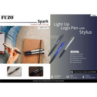 Spark Light Up Logo Pen With Stylus Fuzo