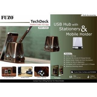 TechDeck USB Hub With Stationery & Mobile Holder - Fuzo