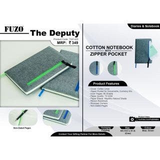 The Deputy Cotton Notebook With Zipper Pocket Fuzo