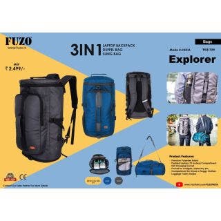  Explorer 3 In 1: Laptop Backpack, Duffel Bag & Sling Bag - Fuzo