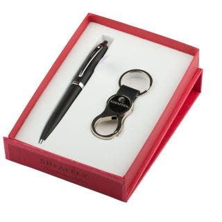 Sheaffer Set 9317 Gift 100 Ballpoint Pen – Matte Black With Nickel-Plating And Keyring