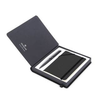 Giftset Pennline Atlas Matte Black Pen With Black Trim Ballpoint Pen And Softbound A6 Notebook